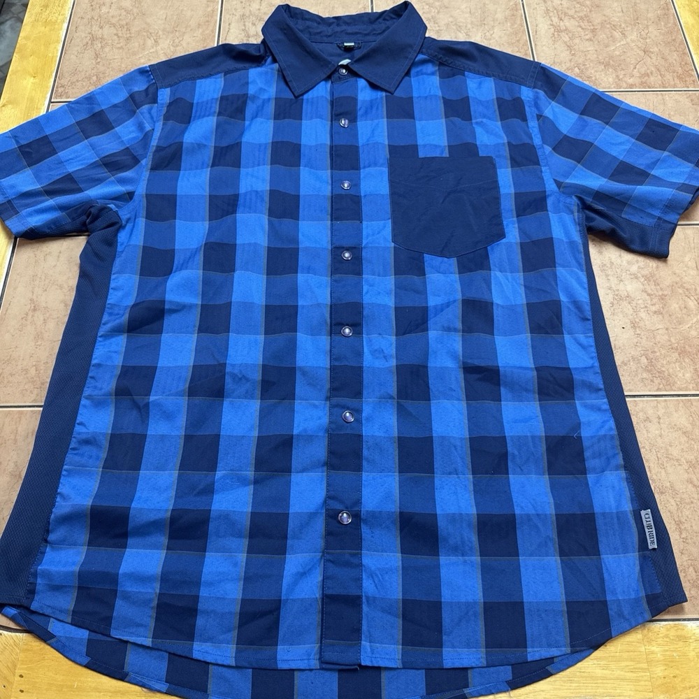 Club Ride Shirt Mens Sz Med Blue Plaid Short Sleeve Cycling Mountain Bike MTB